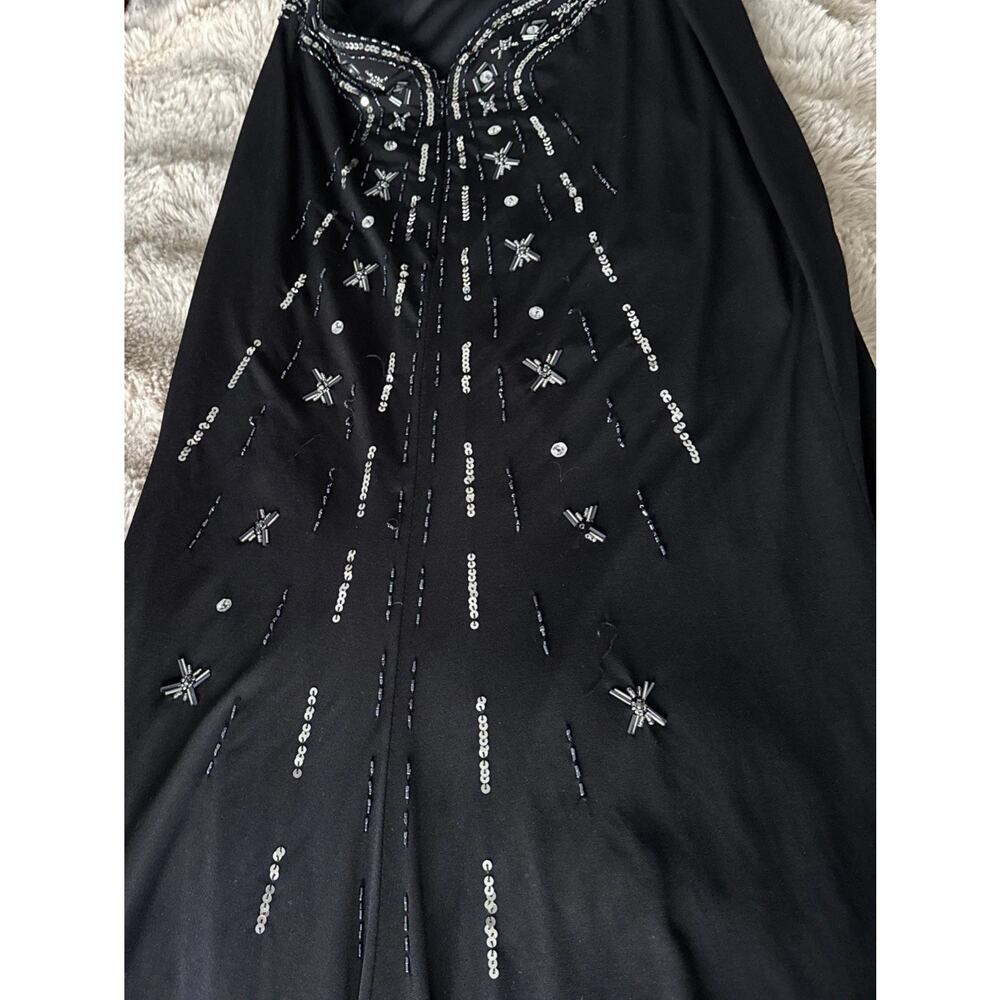 Adrianna Papell Haley Logan Black Beaded Gown Dress Size 5/6 Open Back - Picture 10 of 10